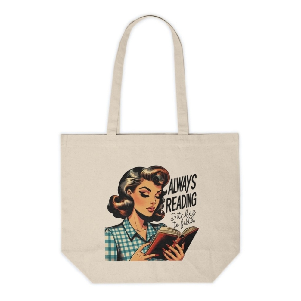Always Reading B***** to Filth Funny Retro Custom Canvas Tote Bag